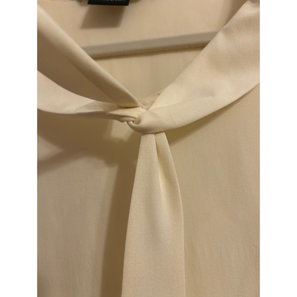 Vintage Laura Ashley Silk Carolyn Bessette cream ivory tie sailor longsleeve top - Picture 3 of 10